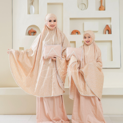 Anggun Yuna Mère & Fille Pêche Coton Japonais Robe de Prière Ensemble