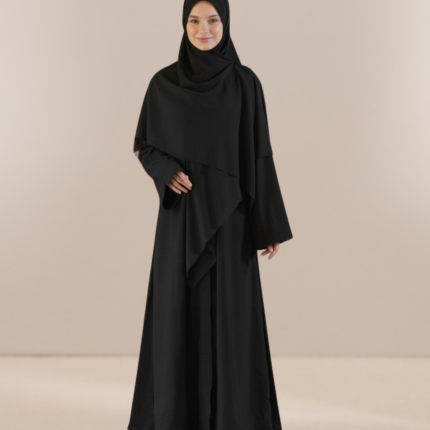 Ayumi Robe Modeste Plissée Longue Noir